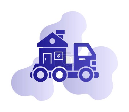 Ilustración de Casa camión entrega icono vector. Servicio de traslado. Vete a casa. - Imagen libre de derechos