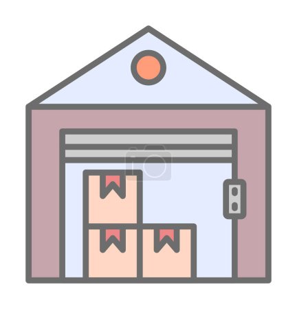 Téléchargez les illustrations : Illustration simple de l'icône vectorielle d'entrepôt pour le web - en licence libre de droit
