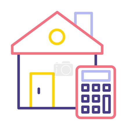 Ilustración de Icono de la calculadora del costo de la casa, ilustración colorida del vector - Imagen libre de derechos
