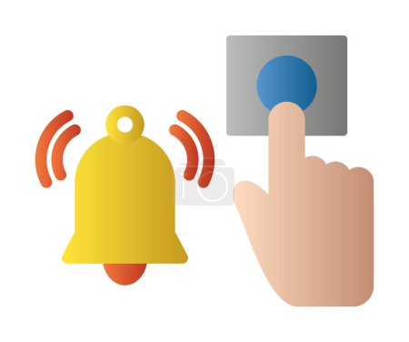 Illustration for Hand pressing emergency alarm button web icon, vector illustration - Royalty Free Image