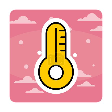 Téléchargez les illustrations : Icône du thermomètre style plat isolé sur fond. - en licence libre de droit
