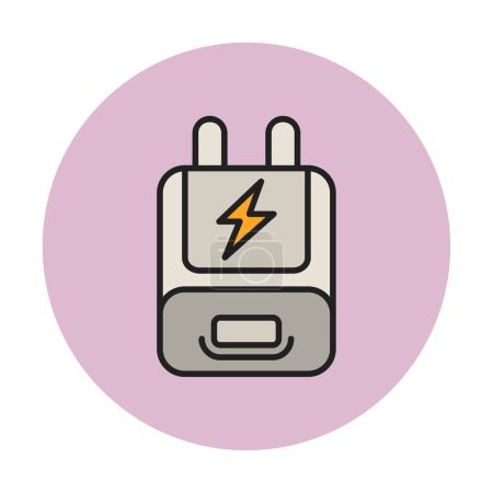 Adaptor icon. outline power plug vector icon color flat isolated 