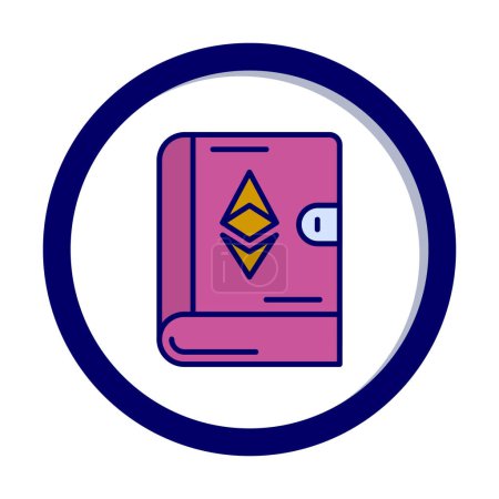Illustration for Ethereum sign on book icon, vector illustration - Royalty Free Image