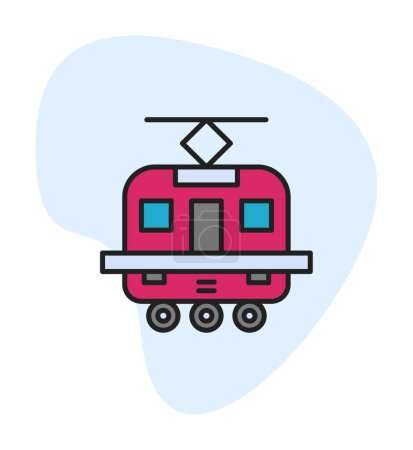 Téléchargez les illustrations : Icône signe de tramway. Tram tendance signe logo - en licence libre de droit