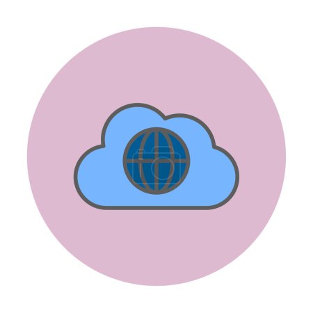 Téléchargez les illustrations : Service Web World Cloud. Icône Cloud Computing. Style glyphe simple. - en licence libre de droit