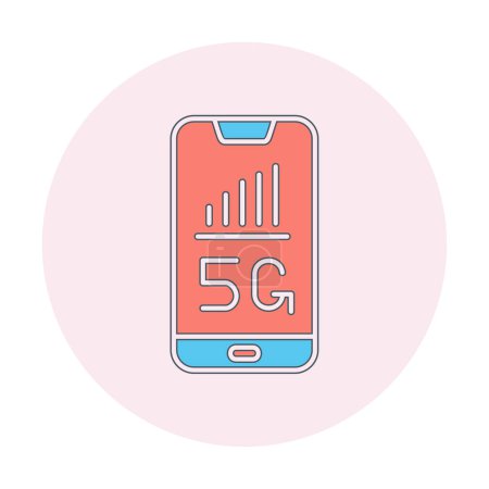 Téléchargez les illustrations : Signe 5G sur smartphone, illustration vectorielle icône simple - en licence libre de droit