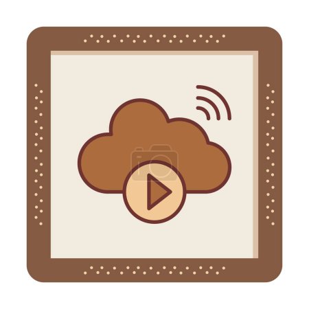 Ilustración de Cloud Media Play Icon. Icono de computación en nube. - Imagen libre de derechos