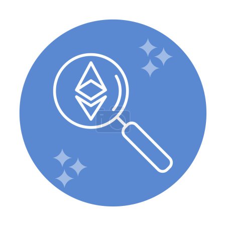 Illustration for Find Etherium Icon. Magnify Etherium Icon - Royalty Free Image