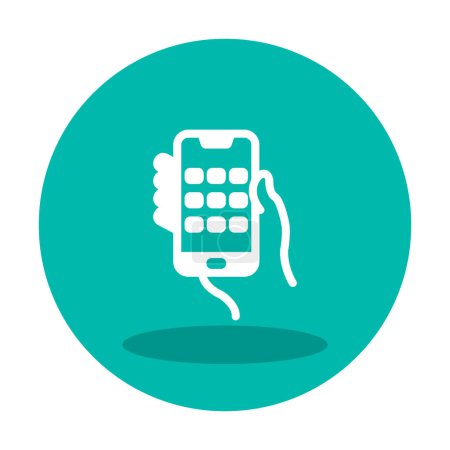 Hand holds phone with Dial Screen web icon, vector illustration . Flat vector concept illustration of male hand and smartphone