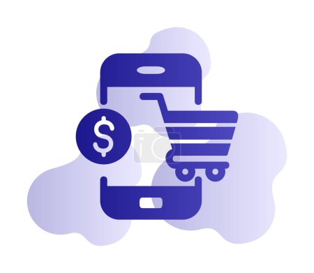 Ilustración de Icono de compras en línea móvil. Ilustración vectorial - Imagen libre de derechos