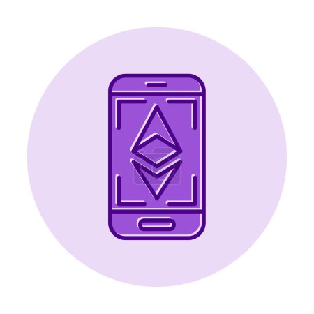 Ilustración de Ethereum en la ilustración del icono de la pantalla del teléfono, símbolo del vector - Imagen libre de derechos