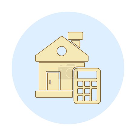 Haus-Kosten-Rechner-Symbol, bunte Vektorillustration
