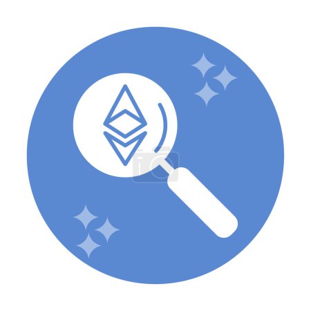 Illustration for Find Etherium Icon. Magnify Etherium Icon - Royalty Free Image