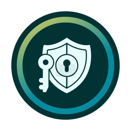 Ilustración de Escudo e icono clave, concepto de seguridad clave, ilustración vectorial - Imagen libre de derechos