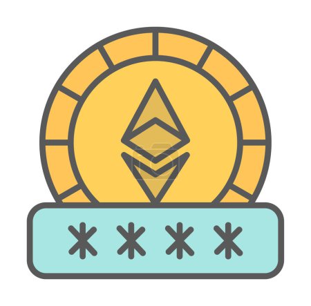 Illustration for Ethereum sign and Password icon, vector illustration - Royalty Free Image