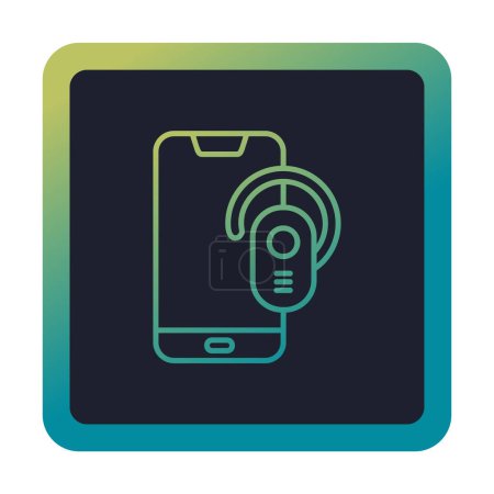 Illustration for Earpiece and smartphone web icon, vector illustration - Royalty Free Image