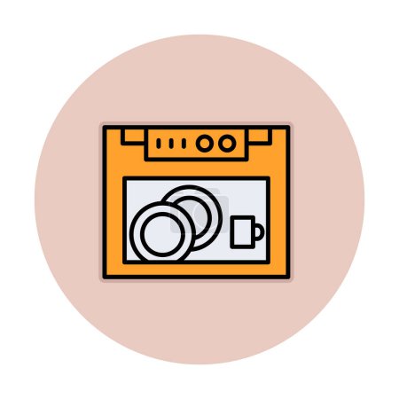 Téléchargez les illustrations : Icône de lave-vaisselle dans un fond isolé de style tendance - en licence libre de droit