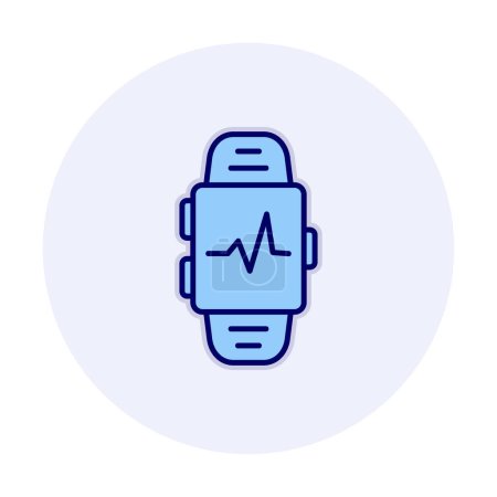 Illustration for Smartwatch showing heart beat rate icon. Fitness App concept. Vector - Royalty Free Image