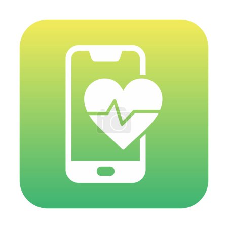 Ilustración de Símbolo de ritmo cardíaco en la pantalla del teléfono inteligente, icono de estilo de línea, diseño vectorial - Imagen libre de derechos