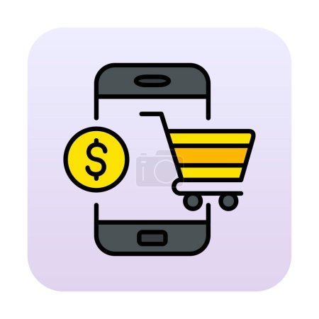 Téléchargez les illustrations : Mobile Online Shopping icône. Illustration vectorielle - en licence libre de droit