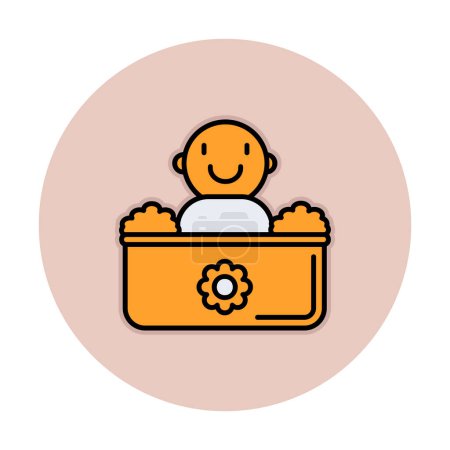 Ilustración de Baby Bath icono, ilustración vectorial. estilo de personaje de dibujos animados. - Imagen libre de derechos
