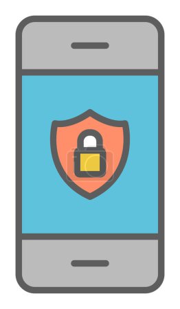 Illustration for Mobile Security. web icon simple illustration - Royalty Free Image