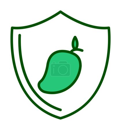 Illustration for Vector illustration of Shield with mango fruit - Royalty Free Image