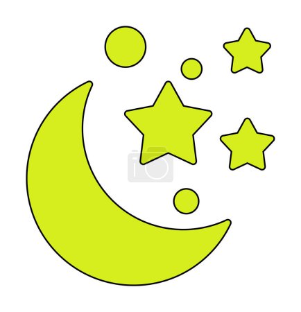 Téléchargez les illustrations : Lune et étoiles. icône web illustration simple - en licence libre de droit
