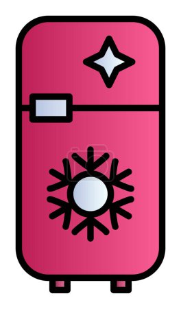 Téléchargez les illustrations : Réfrigérateur vecteur icône ligne signe illustration - en licence libre de droit