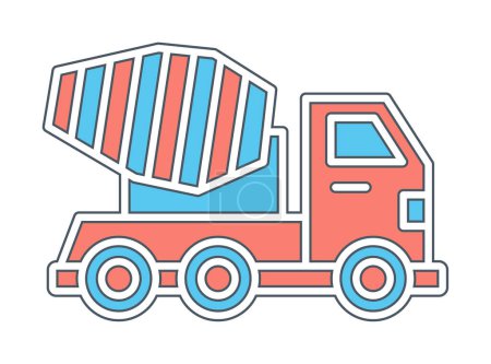 Ilustración de Icono de color de camión hormigonera. Vista lateral del transporte público urbano - Imagen libre de derechos