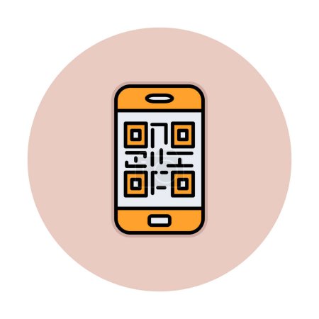 Téléchargez les illustrations : Qr code sur l'icône de l'écran du smartphone isolé sur fond blanc - en licence libre de droit