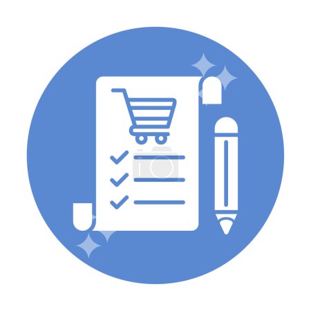 Photo for Shopping List icon with shopping cart and pencil, vector illustration - Royalty Free Image