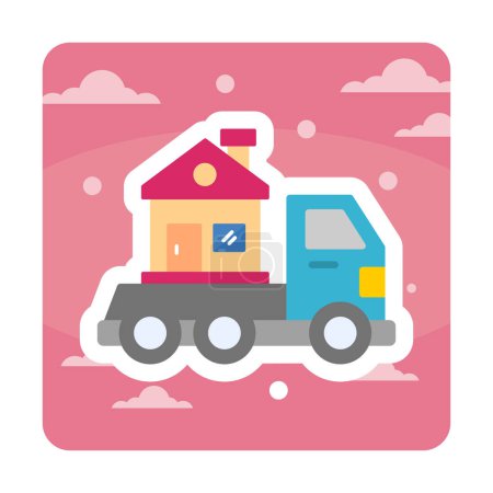 Ilustración de Casa camión entrega icono vector. Servicio de traslado. Vete a casa. - Imagen libre de derechos