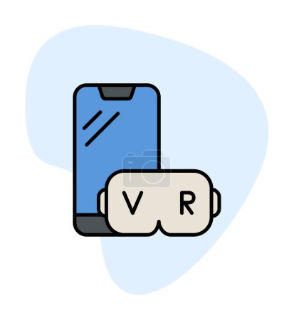 Téléchargez les illustrations : Illustration vectorielle icône réalité virtuelle - en licence libre de droit