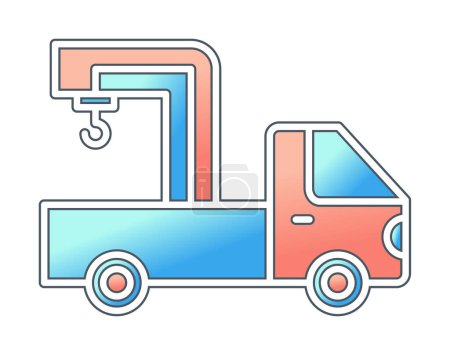 Téléchargez les illustrations : Icône de camion de grue, illustration vectorielle colorée - en licence libre de droit