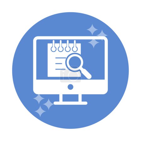 Illustration for Search computer icon. Computer and magnifying glass sign. Computer find symbol. - Royalty Free Image
