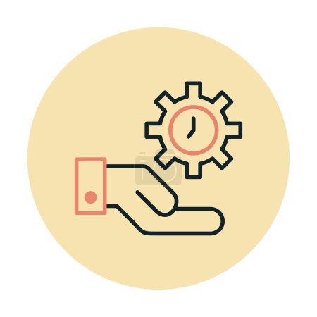 Illustration for Hand with gear-shaped clock, Time Management concept, vector illustration - Royalty Free Image