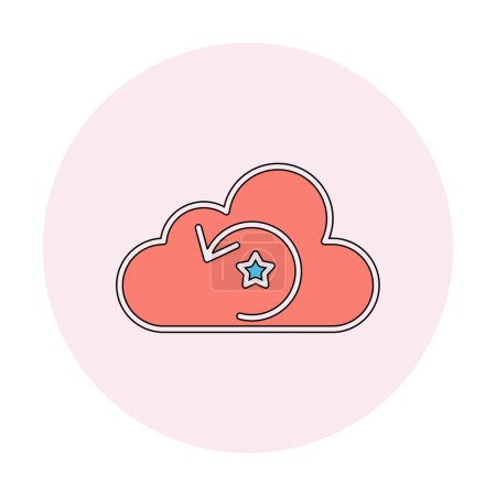 Illustration for Cloud with star and reload arrow. vector illustration - Royalty Free Image