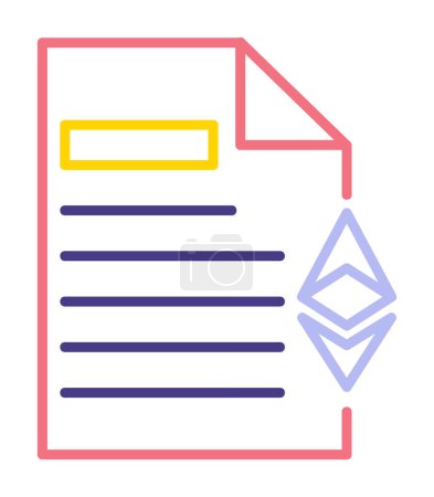 Téléchargez les illustrations : Ethereum Paper Document Icône, Illustration de conception vectorielle - en licence libre de droit