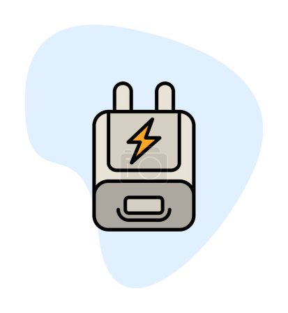 Ilustración de Icono del adaptador. contorno enchufe de alimentación icono vectorial color plano aislado - Imagen libre de derechos