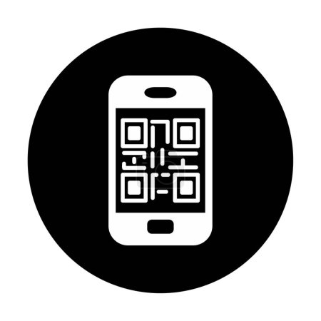 Ilustración de Qr código en el icono de la pantalla del teléfono inteligente aislado en fondo blanco - Imagen libre de derechos