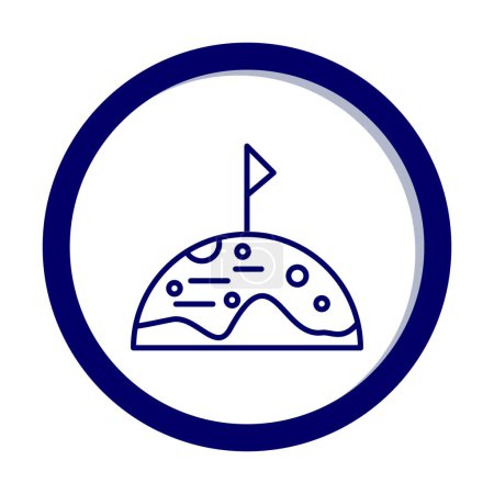 Ilustración de Luna con bandera icono plano sobre fondo blanco - Imagen libre de derechos