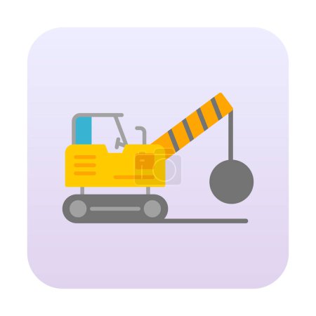 construction vehicle for the demolition of the building. flat vector illustration