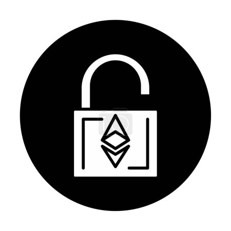 Téléchargez les illustrations : Ethereum crypto-monnaie déverrouillé icône de cadenas. illustration vectorielle - en licence libre de droit