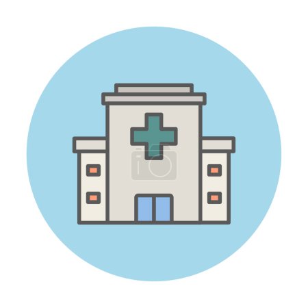 Téléchargez les illustrations : Icône d'illustration vectorielle plate hôpital - en licence libre de droit