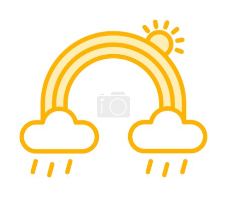 Téléchargez les illustrations : Arc-en-ciel avec nuages et illustration vectorielle solaire - en licence libre de droit