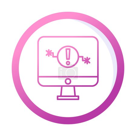 Ilustración de Monitor de ordenador con icono de problema. Aviso de error del sistema para página web, banner, presentación, redes sociales, documentos - Imagen libre de derechos