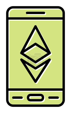Ilustración de Ethereum en el icono plano del teléfono inteligente, ilustración vectorial - Imagen libre de derechos