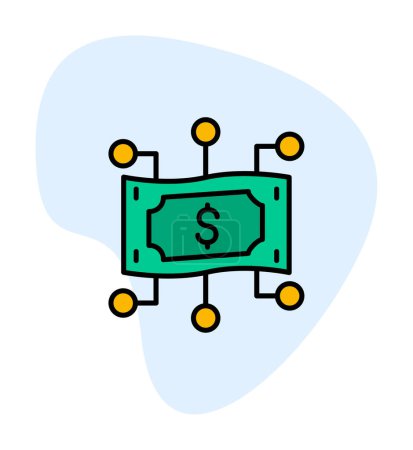 Ilustración de Icono Dinero Digital con signo de dólar, ilustración vectorial - Imagen libre de derechos