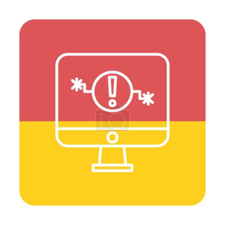 Ilustración de Monitor de ordenador con icono de problema. Aviso de error del sistema para página web, banner, presentación, redes sociales, documentos - Imagen libre de derechos